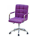 Крісло Augusto Arm Modern Office з підлокітниками, пурпур екокожа на хрестовині c колесами, фото 4
