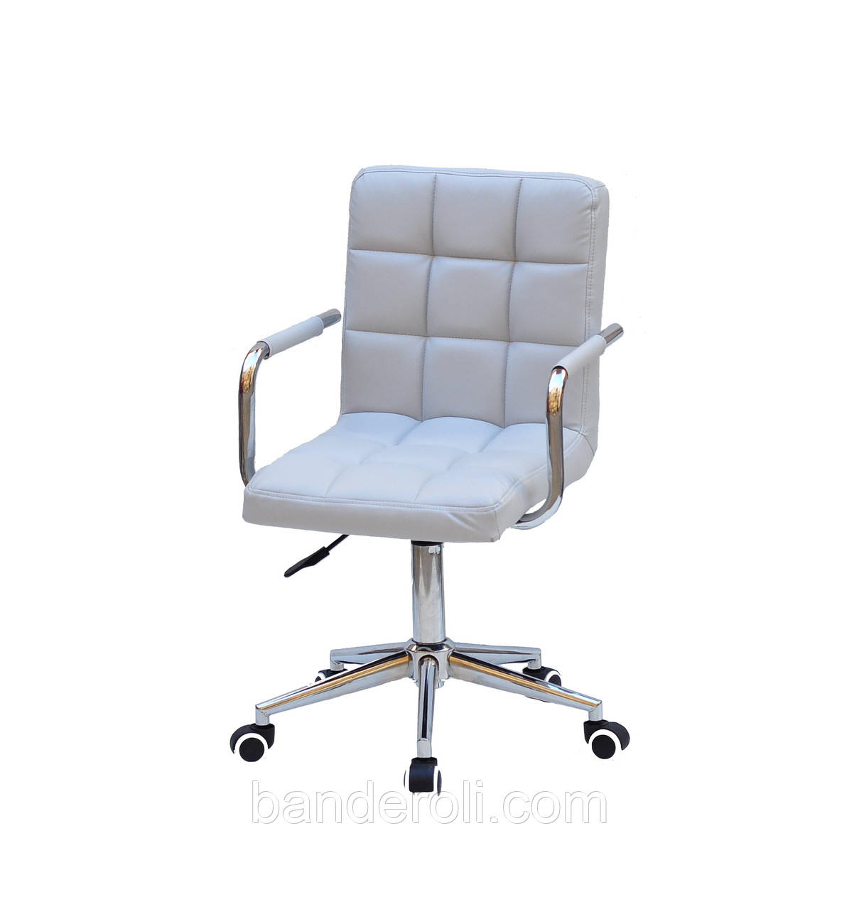 Крісло Augusto Arm Modern Office з підлокітниками, сірий 1008 екокожа на хрестовині c колесами, фото 1