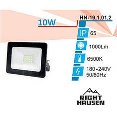 Прожектор LED RIGHT HAUSEN Soft світлодіодний 10W 6500K IP65 чорний HN-191012, фото 1