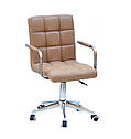 Крісло Augusto Arm Modern Office з підлокітниками, бежевий екокожа на хрестовині c колесами, фото 3