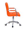 Крісло Augusto Arm Modern Office з підлокітниками, помаранчевий екокожа на хрестовині c колесами, фото 4