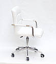 Крісло Augusto Arm Modern Office з підлокітниками, білий екокожа на хрестовині c колесами, фото 2