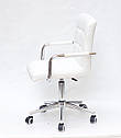 Крісло Augusto Arm Modern Office з підлокітниками, білий екокожа на хрестовині c колесами, фото 3
