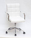 Крісло Augusto Arm Modern Office з підлокітниками, білий екокожа на хрестовині c колесами, фото 4