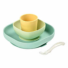 Набір силіконового посуду на присосках, Beaba; Колір — Жовтий