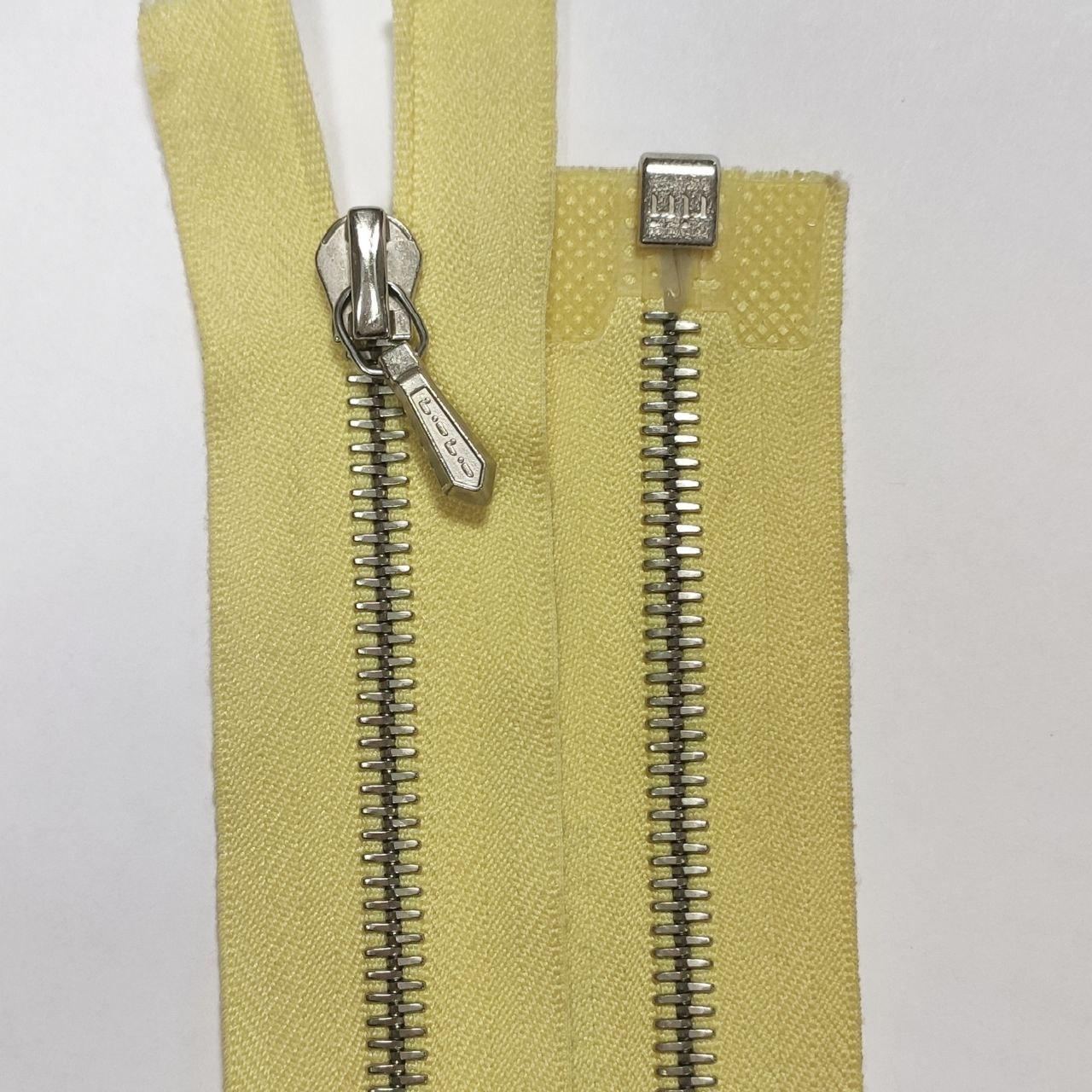 Металеві 6 рознімні блискавки RIRI Швейцарія з автоматичним фіксатором 70 см колір Світло-жовтий, фото 1