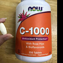 Вітамін С NOW C-1000 with rose hips & bioflavonoids 250 таб, фото 6
