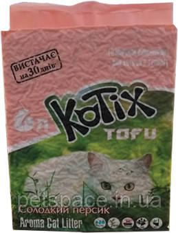 Наповнювач тофу Kotix Honey Peach (Котікс солодкий персик), 6л., фото 1