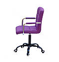 Крісло Augusto Arm BK Office з підлокітниками, пурпурний екокожа на чорній хрестовині c колесами, фото 3