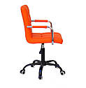 Крісло Augusto Arm Office з підлокітниками, помаранчевий екокожа на чорній хрестовині c колесами, фото 3