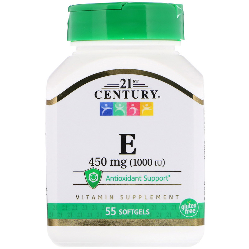 Vitamin E 450 мг 1000 IU 21st Century 55 капсул, фото 1