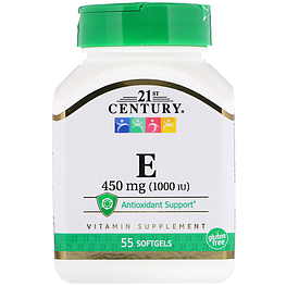 Vitamin E 450 мг 1000 IU 21st Century 55 капсул