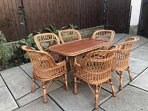Меблі з лози(ціна без накидок). Стіл 120 см. і 6 крісел .