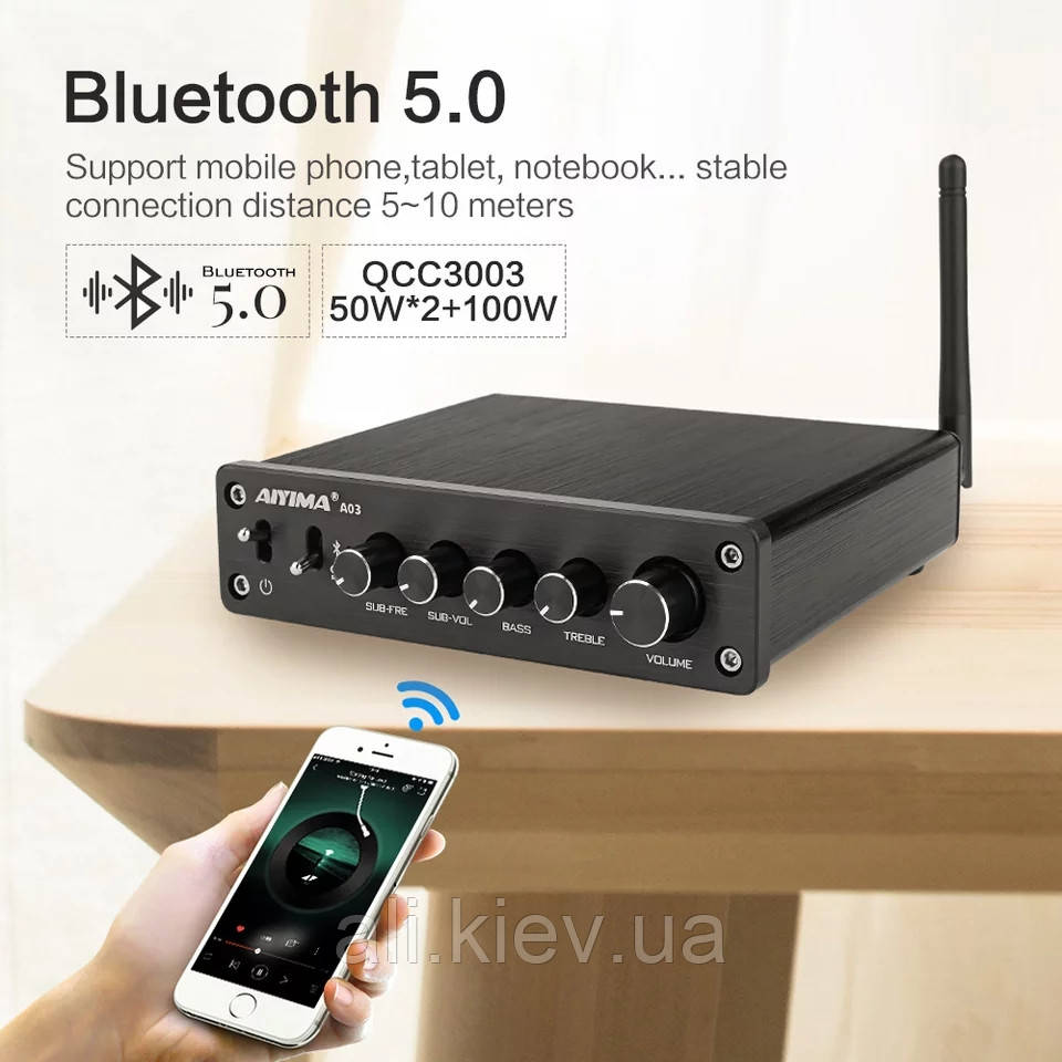 Усилитель звука AIYIMA А03 TPA3156 2х70, 1х140 сабвуфер Bluetooth 5.0 темброблок