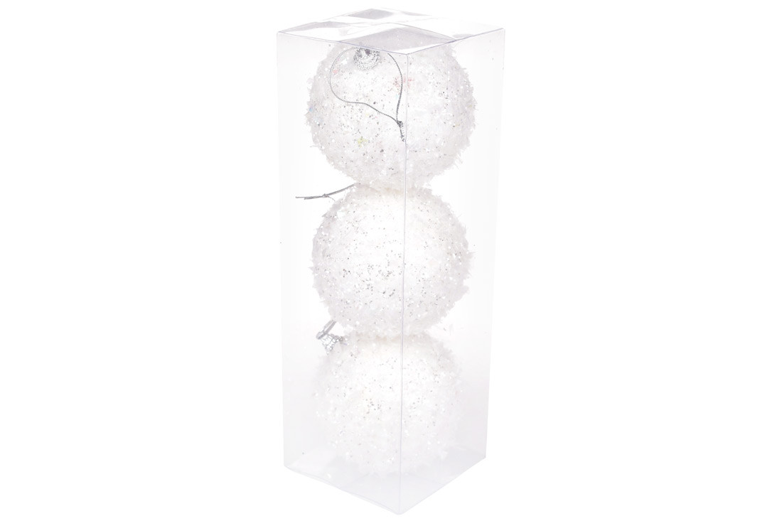 Набір ялинкових шарів 8 см колір білий