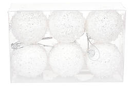 Набір ялинкових кульок 6 см, колір - білий