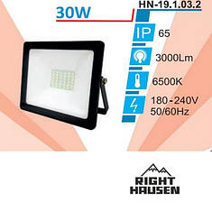 Прожектор RIGHT HAUSEN SOFT LINE LED 30W 6500K IP65 Чорний HN-191132, фото 1