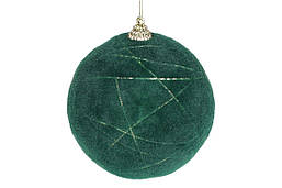 Ялинковий шар з золотою ниткою 10см, колір глибокий зелений (12шт)