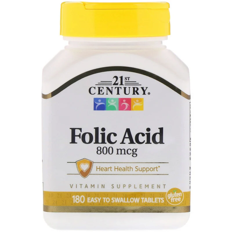 Folic Acid 800 мкг 21st Century 180 таблеток, фото 1