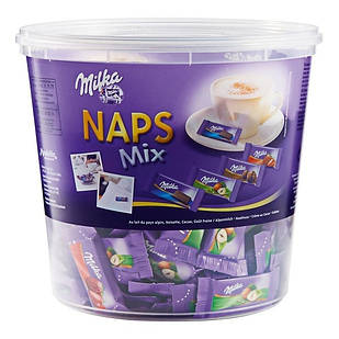 Шоколадні цукерки Milka Naps Mix асорті, відро 1 кг.