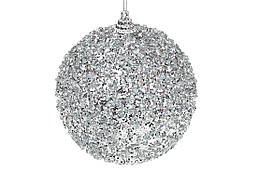 Ялинкова куля, колір: сріблястий 10см (12шт)