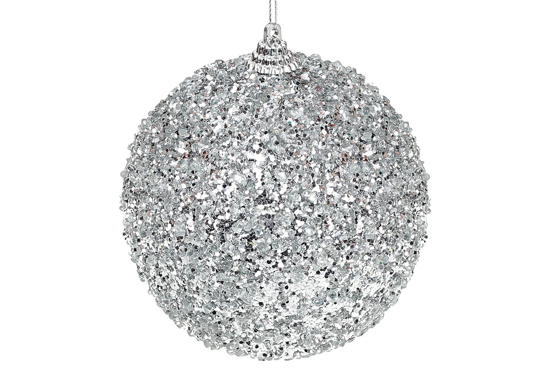 Ялинковий шар, колір: сріблястий 10см (12шт)