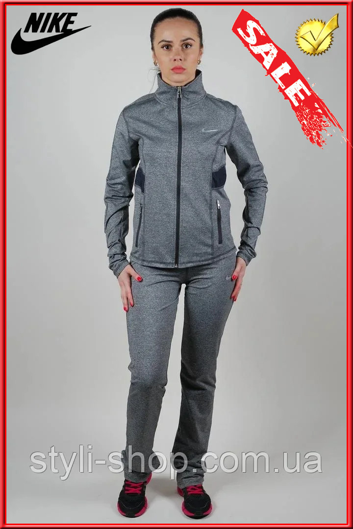 Жіночий модний трикотажний костюм Nike (Найк) (0359-4), Туреччина, спортивні костюми, Антрацит