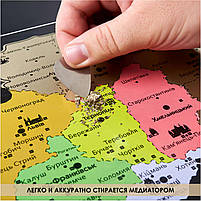 Велика скретч карта України Чорна для Відміток Подорожей - Скретч карта України - Скетч постер в тубусі, фото 2