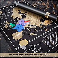 Скретч карта Європи Чорна для Подорожей - Скетч Карта Європи для Подорожей - Карта що Стирається в Тубусі, фото 5