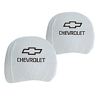 Чохол підголівників CHEVROLET білий-чорний логотип