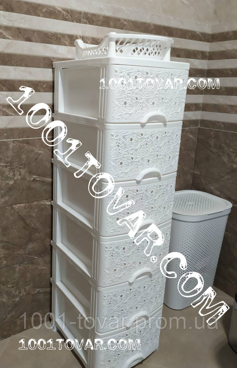 Комод пластиковий білий Ажур, на 6 ящиків. Efe (Ефе) Україна, фото 1