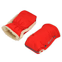Фирменные рукавицы "For Kids" для коляски, на санки с фиксацией. Красный