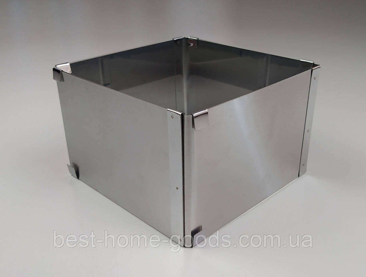 Кондитерська розсувна форма для випічки квадратна нержавіюча сталь 16см * 16см, В - 10см.
