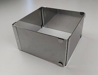 Розсувна форма для випічки квадратна 16–16 см | нерж. сталь | висота 8.5 см | регулюється до 28–28 см | торт, бісквіт, желе