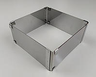 Кондитерская раздвижная форма для выпечки квадратная нержавеющая сталь 16см*16см, В - 6.6см.