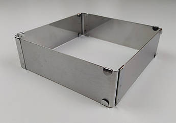 Розсувна форма для випічки квадратна 16×16 см | нержавіюча сталь | висота 5 см | регулюється до 28×28 см | форма для торта, желе