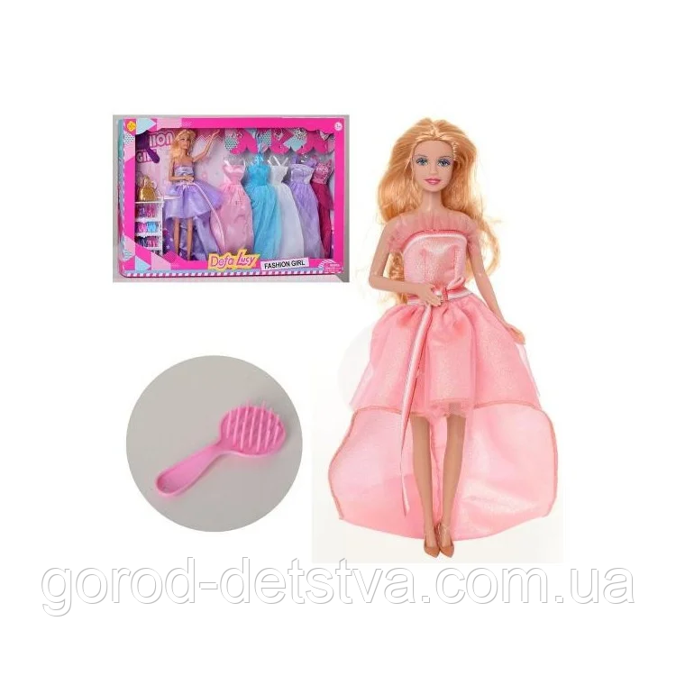 Ігровий набір з лялькою DEFA 8446-BF 29см, 5 суконь (2 кольори), фото 1
