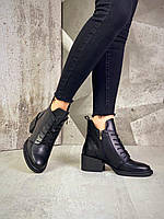 36,41 размер Женские черные ботинки натуральная кожа на шнуровке Деми