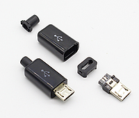 Штекер/коннектор разборной micro USB 5pin 6мм