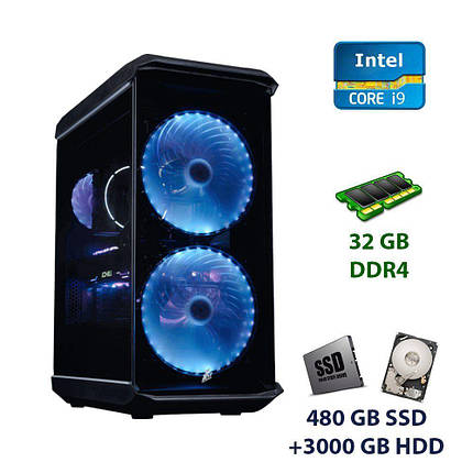 1st Player X8 RGB Tower / Intel Core i9-9900K (8 (16) ядер по 3.6 - 5.0 GHz) / 32 GB DDR4 / 480 GB SSD+3000 GB, фото 1