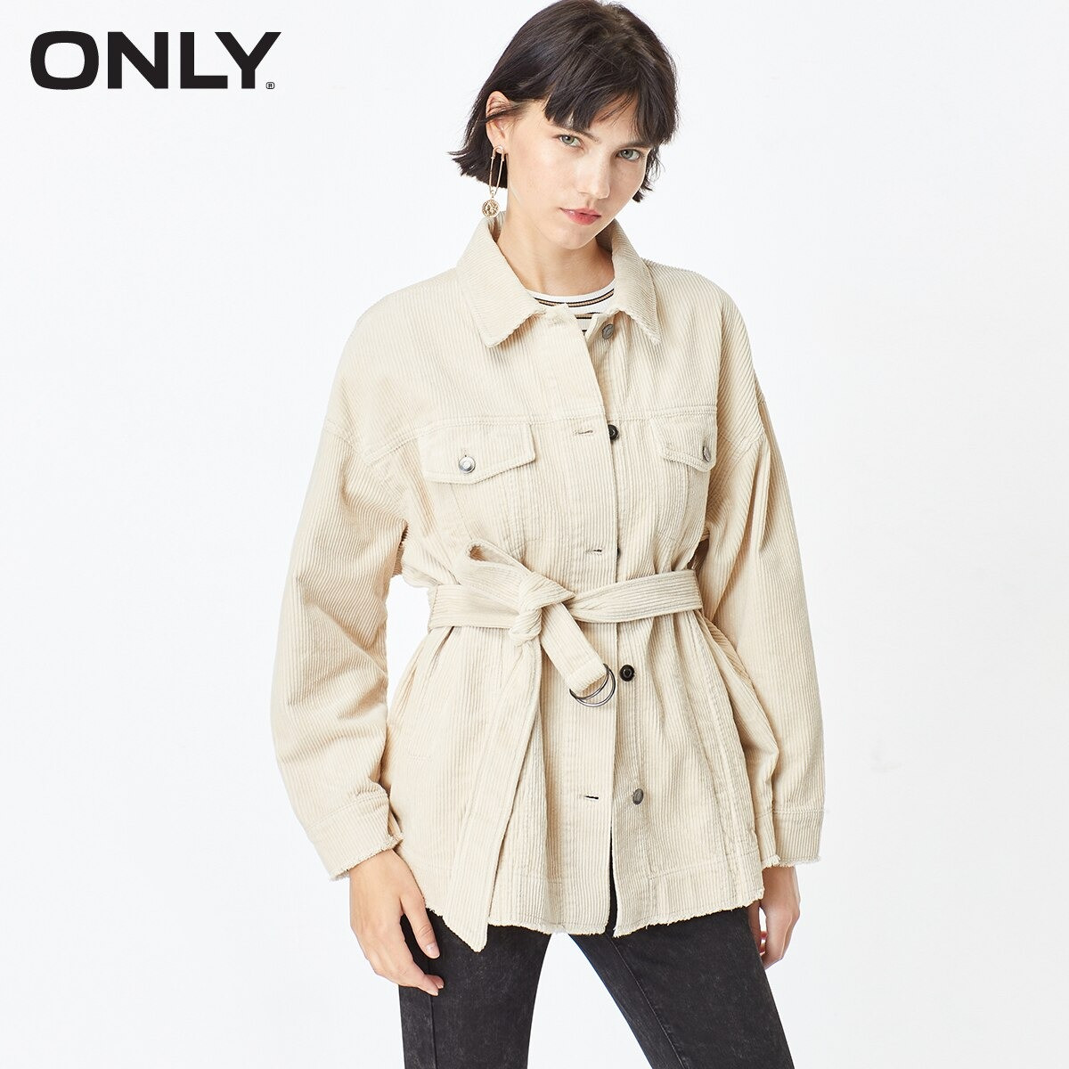 Куртка-сорочка жіноча вельветова оверсайз базова ONLY (бежева) M