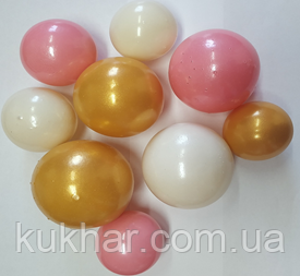Желатинові кульки для прикрашання торту Білі/Золоті/Рожеві (9шт), фото 1
