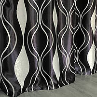 Штори велюр блекаут хвиля кавові з білим шифоновим тюлем ALBO (SHTN-209-29), фото 7