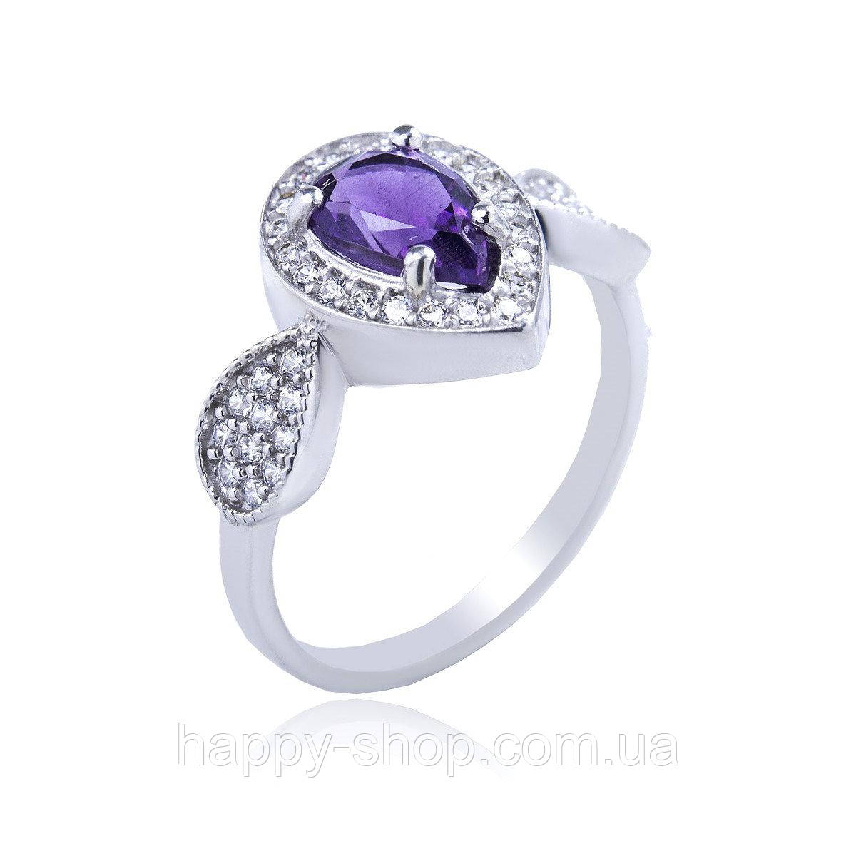 Серебряное кольцо с аметистом и фианитами 080-6210