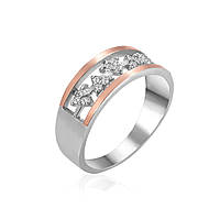 Серебряное кольцо с золотом и фианитами Briz_10 размер:16.5;16;