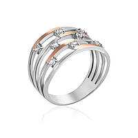 Серебряное кольцо с золотом и фианитами Destiny-10 размер:18.5;18;16.5;