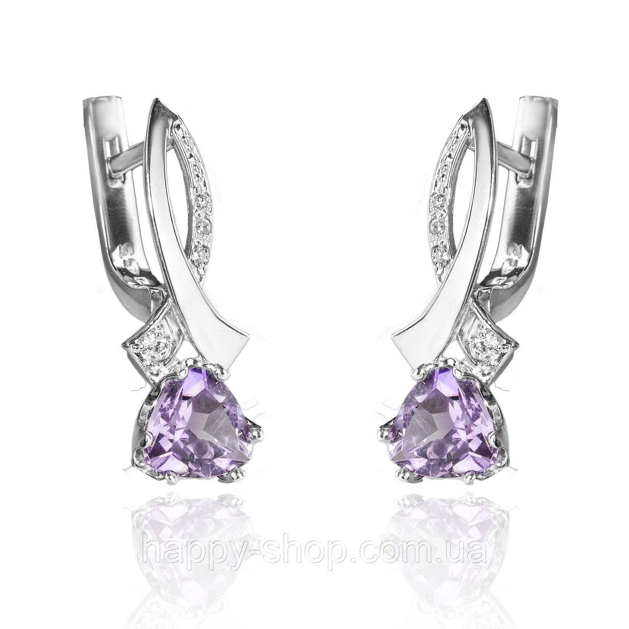 Серебряные серьги со вставками аметиста и циркония 096-6210