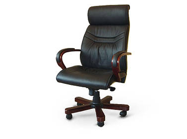 Крісло керівника шкіряне Домінго чорне