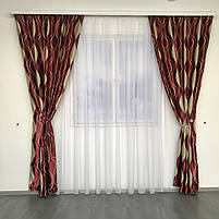 Штори велюр блекаут хвиля ALBO бордові 150×270 см, комплект 2 шт. (SH-209-20), фото 3