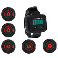 Система виклику офіціанта RECS №16 | кнопки виклику офіціанта 5 шт + пейджер офіціанта